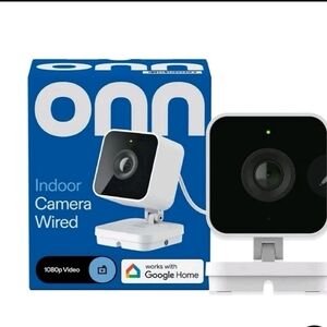 ONN Indoor Camera Wired, 1080p HDR Video, with Google Home and Gemini